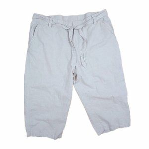 Liz Claiborne Women’s Beige Khaki Linen Blend Capri Cropped Pants Belt XL